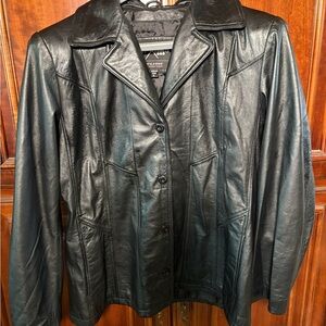 Maxima Wilson’s Black  Leather button up Jacket Outerwear coat XL Vintage